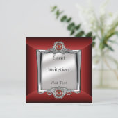 招待状エレガントシルバーレッドジュエル 招待状 (スタンド正面)