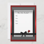 招待状エレガントレッドローズブラックリボンボウ3 招待状 (裏面)