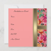 招待状エレガントヴィンテージ花ピンク 招待状 (裏面)