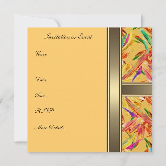 招待状エレガントヴィンテージ花黄 招待状 (裏面)