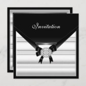 招待状エレガント白黒ジュエルダイヤモンド 招待状 (正面/裏面)