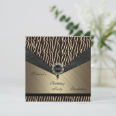 招待状エレガント第30期金属黒宝石動物2 招待状 (スタンド正面)