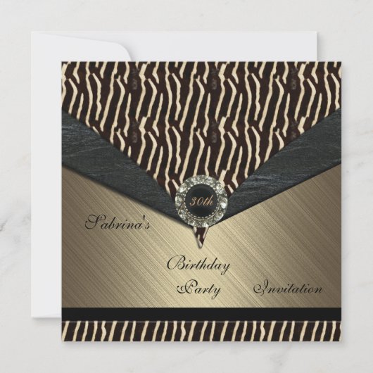 招待状エレガント第30期金属黒宝石動物2 招待状 (正面)