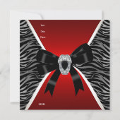 招待状エレガント誕生日レッドワイルドブラックジュエル 招待状 (裏面)