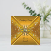 招待状エレガント金ゴールド誕生会 招待状 (スタンド正面)