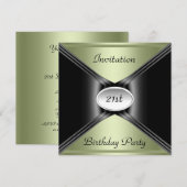 招待状エンベロープ任意の誕生日ライトライム色 招待状 (正面/裏面)