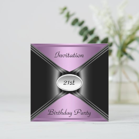 招待状エンベロープ任意の誕生日紫の色 招待状 (スタンド正面)