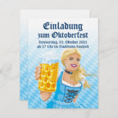 招待状オクトーバーフェストダーンドルウーマンビールスタイン 招待状 (正面/裏面)