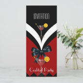 招待状カクテルパーティーレッド白黒タイボウ 招待状 (スタンド正面)