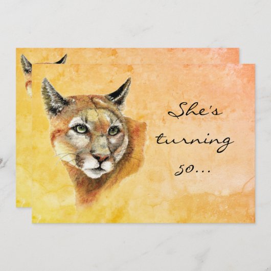 招待状カスタムエイジ誕生日パーティークーガーユーモア 招待状 (正面/裏面)