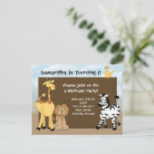 招待状カスタムキッズB-Dayジャングル動物 招待状 (スタンド正面)