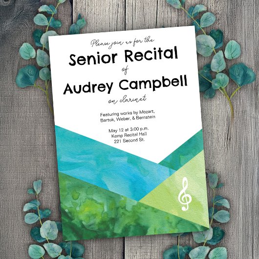 招待状カスタムシニア・リサイタル・ミュージック 招待状