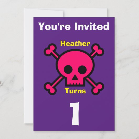 招待状カスタムスカル-誕生日追加の名前/年齢 招待状 (正面)