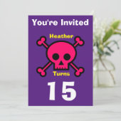 招待状カスタムスカル-誕生日追加の名前/年齢 招待状 (スタンド正面)