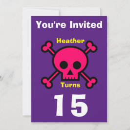 招待状カスタムスカル-誕生日追加の名前/年齢 招待状