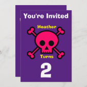 招待状カスタムスカル-誕生日追加の名前/年齢 招待状 (正面/裏面)