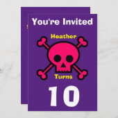 招待状カスタムスカル-誕生日追加の名前/年齢 招待状 (正面/裏面)