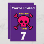 招待状カスタムスカル-誕生日追加の名前/年齢 招待状 (正面/裏面)