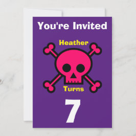 招待状カスタムスカル-誕生日追加の名前/年齢 招待状