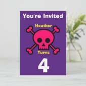 招待状カスタムスカル-誕生日追加の名前/年齢 招待状 (スタンド正面)