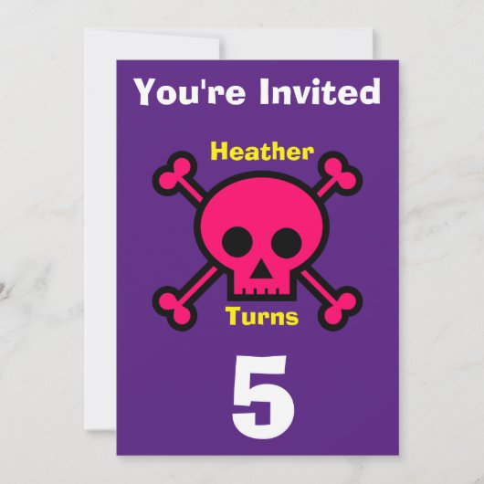 招待状カスタムスカル-誕生日追加の名前/年齢 招待状 (正面)