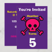 招待状カスタムスカル-誕生日追加の名前/年齢 招待状 (正面/裏面)