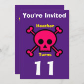 招待状カスタムスカル-誕生日追加の名前/年齢 招待状 (正面/裏面)