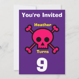 招待状カスタムスカル-誕生日追加の名前/年齢 招待状