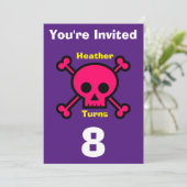 招待状カスタムスカル-誕生日追加の名前/年齢 招待状 (スタンド正面)