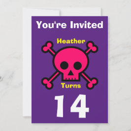 招待状カスタムスカル-誕生日追加の名前/年齢 招待状