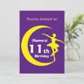 招待状カスタムバレリーナ11番目の誕生日 – 追加の名前 招待状 (スタンド正面)