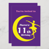 招待状カスタムバレリーナ11番目の誕生日 – 追加の名前 招待状 (正面/裏面)