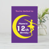 招待状カスタムバレリーナ12番目の誕生日 – 追加の名前 招待状 (スタンド正面)