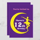 招待状カスタムバレリーナ12番目の誕生日 – 追加の名前 招待状 (正面/裏面)