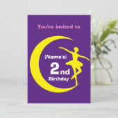 招待状カスタムバレリーナ2nd誕生日の追加の名前 招待状 (スタンド正面)