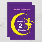 招待状カスタムバレリーナ2nd誕生日の追加の名前 招待状 (正面/裏面)