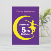 招待状カスタムバレリーナ5番目の誕生日追加の名前 招待状 (スタンド正面)