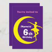 招待状カスタムバレリーナ6番目の誕生日 – 追加の名前 招待状 (正面/裏面)