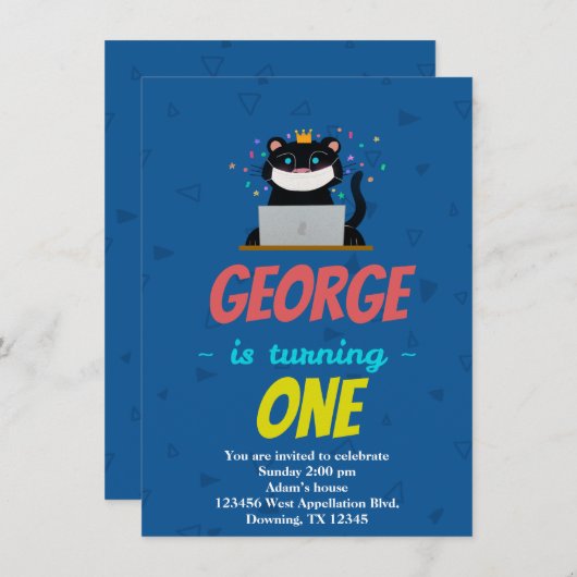 招待状カスタムブラックパンサーマスクマンガ 招待状 (正面/裏面)