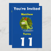 招待状カスタム恐竜 – 誕生日を追加した名前/年齢 招待状 (正面/裏面)