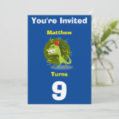 招待状カスタム恐竜 – 誕生日を追加した名前/年齢 招待状 (スタンド正面)