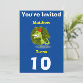 招待状カスタム恐竜 – 誕生日を追加した名前/年齢 招待状 (スタンド正面)