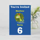 招待状カスタム恐竜 – 誕生日を追加した名前/年齢 招待状 (スタンド正面)