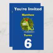 招待状カスタム恐竜 – 誕生日を追加した名前/年齢 招待状 (正面/裏面)