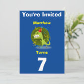 招待状カスタム恐竜 – 誕生日を追加した名前/年齢 招待状 (スタンド正面)