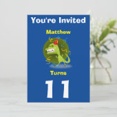 招待状カスタム恐竜 – 誕生日を追加した名前/年齢 招待状 (スタンド正面)