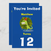 招待状カスタム恐竜 – 誕生日を追加した名前/年齢 招待状 (正面/裏面)