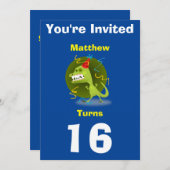 招待状カスタム恐竜 – 誕生日を追加した名前/年齢 招待状 (正面/裏面)