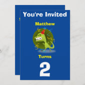 招待状カスタム恐竜 – 誕生日を追加した名前/年齢 招待状 (正面/裏面)