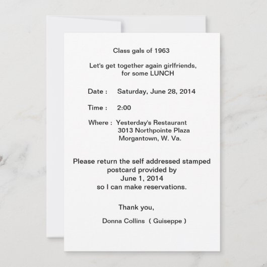 招待状カスタム1963ガル招待状 招待状 (裏面)